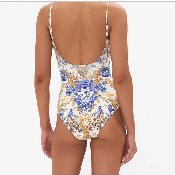 NWT $329 Camilla Blue Gold One Piece Swimsuit Size XS scoop Neck Soulsear - Picture 5 of 13